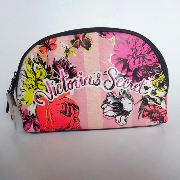 *NEW* Victoria's Secret Striped and Floral Make-Up Bag - NEW - Picture 1 of 8